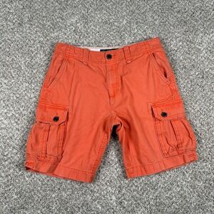 American Eagle Shorts Mens 32 Orange Cargo 100% Cotton Pockets Casual Summer